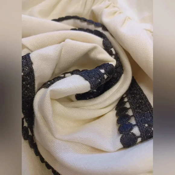 4our Dreamers NWT Midi Linen blend Cream  and Black Skirt Size XL - Picture 5 of 7